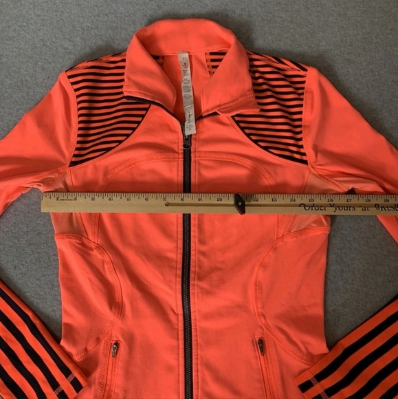 Lululemon Forme Active Jacket Orange Navy Striped Blue Size 6 Gym TN Vols Workou - Picture 8 of 12
